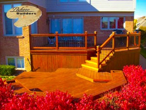 Rochester MI Deck Builder Stained Cedar Wood Deck Multi-Level